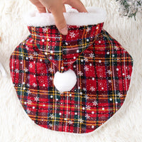HKM-4294461 Plaid Christmas Cloak for Cats – Festive Plush Shawl in S, M, L Sizes