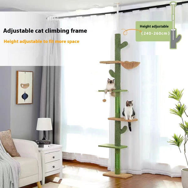 HKM-4295613 Cactus Cat Nest Cat Tree with Integrated Scratch Board and Solid Wood Climbing Frame