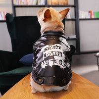 HKM-4295997 Warm Plush Velvet Dog Outfit with PU Leather for Cold Weather Wear