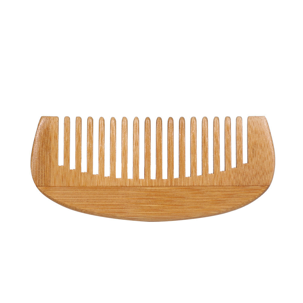 HKM-429651 Bamboo Crescent Portable Hairdressing Comb - Anti-static Wooden Massage Comb (10-15CM)