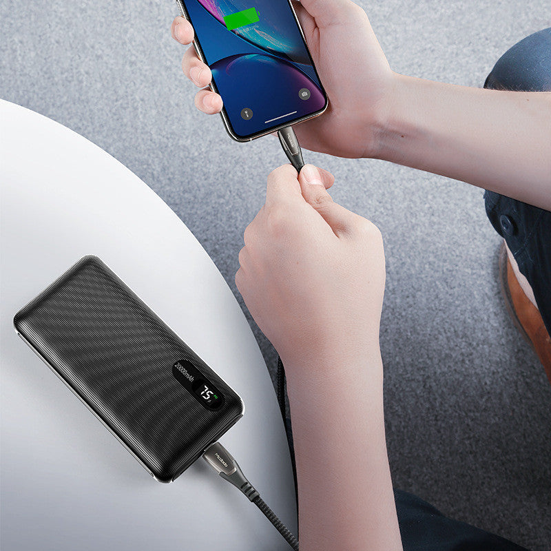 HKM-429779 Bidirectional 18W Fast Charging Power Bank, 20000mAh Capacity, Multi-Port Output, Black/White