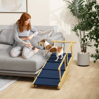 HKM-4299069 PawHut Dog Ramp with Removable Guardrails - Pine Wood, Non-Slip Surface, 20° Slope for Pets Under 88 lbs
