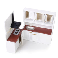 HKM-429907 Two-Piece European-Style Dollhouse Kitchen Cabinets Set with Working Doors and Metal Handles
