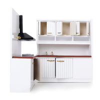 HKM-429907 Two-Piece European-Style Dollhouse Kitchen Cabinets Set with Working Doors and Metal Handles