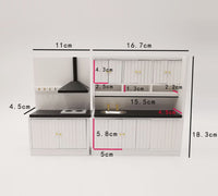 HKM-429907 Two-Piece European-Style Dollhouse Kitchen Cabinets Set with Working Doors and Metal Handles