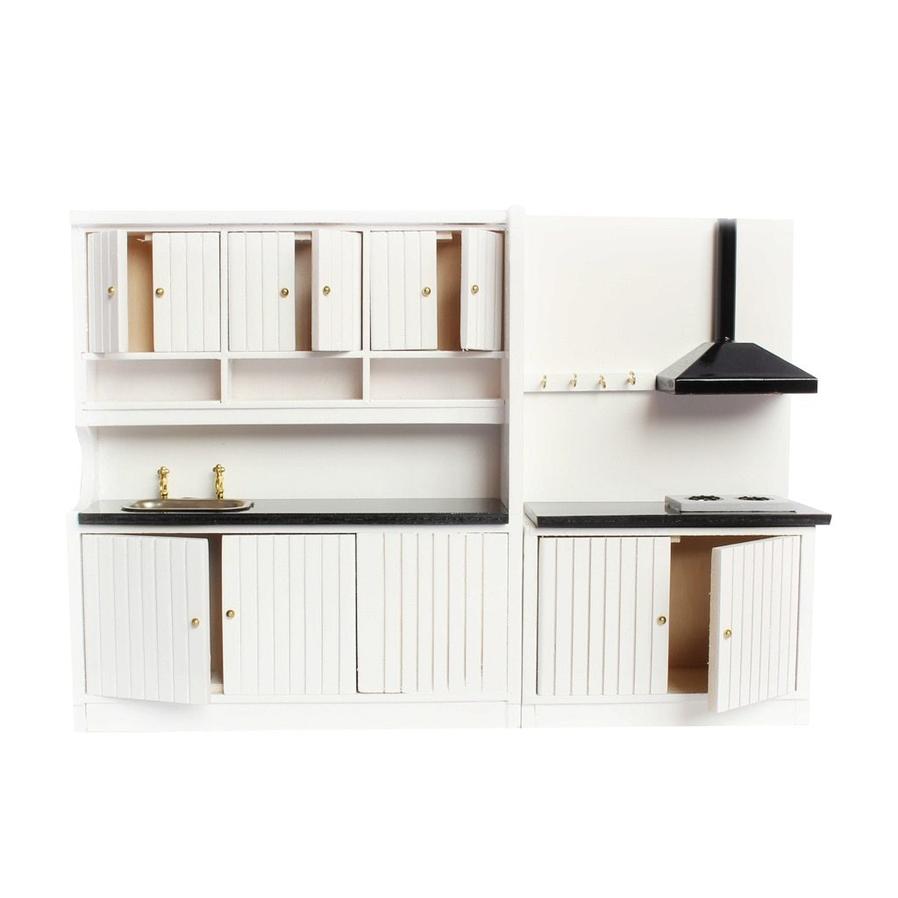 HKM-429907 Two-Piece European-Style Dollhouse Kitchen Cabinets Set with Working Doors and Metal Handles