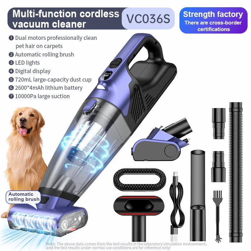 HKM-429971 Dual Motor Wireless Portable Vacuum Cleaner for Cars and Pet Hair Removal