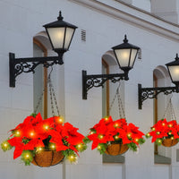 HKM-430035 Red Christmas Flower Hanging Basket for Wall or Door Decorations