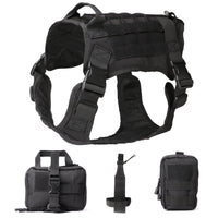 HKM-4301757 Tactical Dog Vest with Leash and Accessories - Outdoor Training Gear in Black, Khaki, Army Green