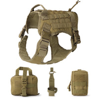 HKM-4301757 Tactical Dog Vest with Leash and Accessories - Outdoor Training Gear in Black, Khaki, Army Green