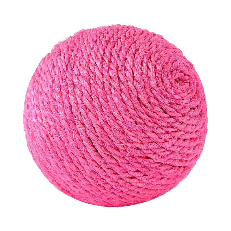 HKM-4302013 Sisal Rope Cat Toy Ball with Bell for Dental Health – 8cm in Various Colors