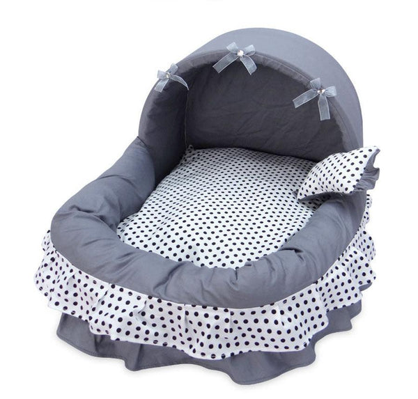HKM-430227 Cozy Removable and Washable Pet Nest with Bow-Knot Design, Eco-Friendly Cotton, Available in Multiple Sizes
