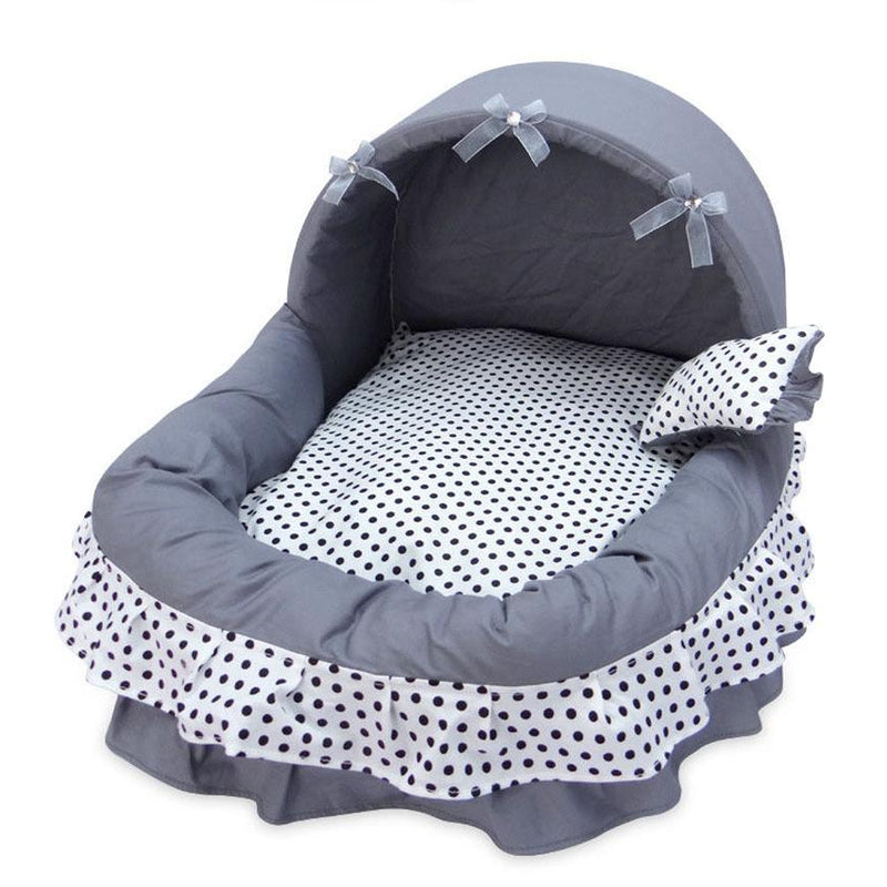 HKM-430227 Cozy Removable and Washable Pet Nest with Bow-Knot Design, Eco-Friendly Cotton, Available in Multiple Sizes