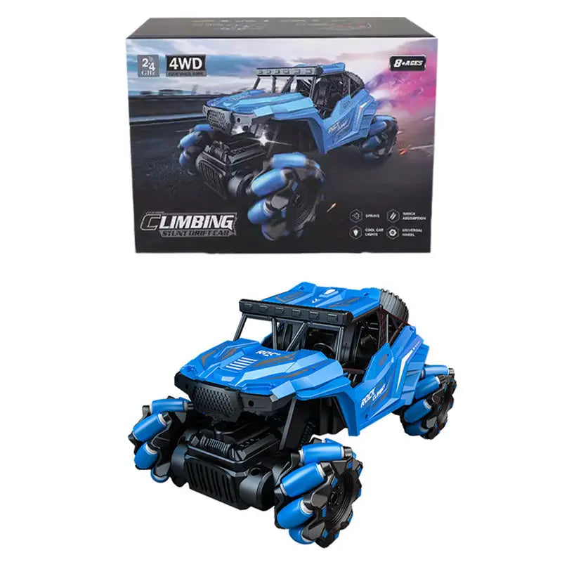 HKM-430227 Four-Wheel Drive Remote Control Car with 360-Degree Rotating Lights and Stunt Drift, Off-Road Climbing, Electric Power Source