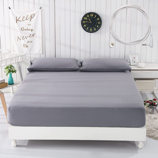 HKM-430227 Ground Gray Silver Cotton Fitted Sheet with Stripe Pattern - Modern Design in Multiple Sizes
