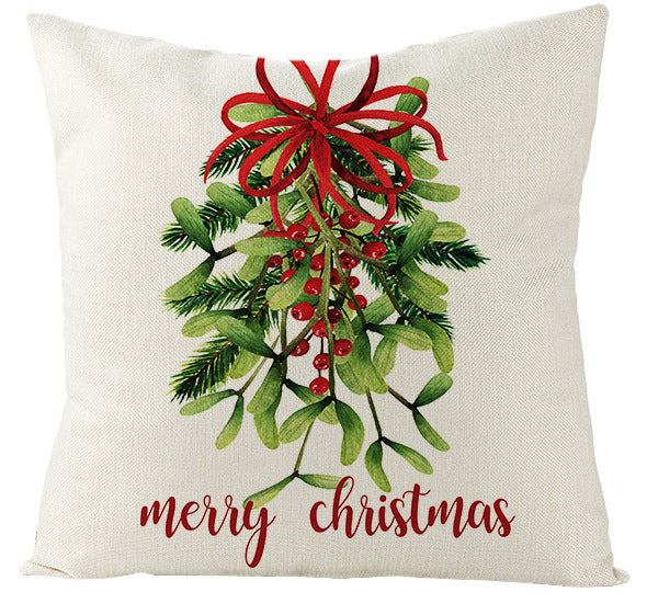 HKM-430291 Christmas-Themed Cotton and Linen Pillowcase in Four Styles, 45x45CM, Perfect for Holiday Decor
