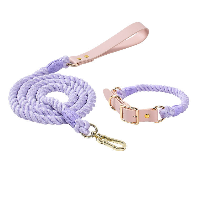 HKM-4303165 Adjustable Rainbow Traction Rope and Collar Set for Medium and Large Dogs