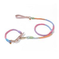 HKM-4303165 Adjustable Rainbow Traction Rope and Collar Set for Medium and Large Dogs