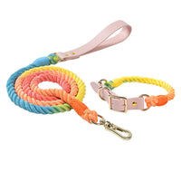 HKM-4303165 Adjustable Rainbow Traction Rope and Collar Set for Medium and Large Dogs