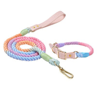 HKM-4303165 Adjustable Rainbow Traction Rope and Collar Set for Medium and Large Dogs