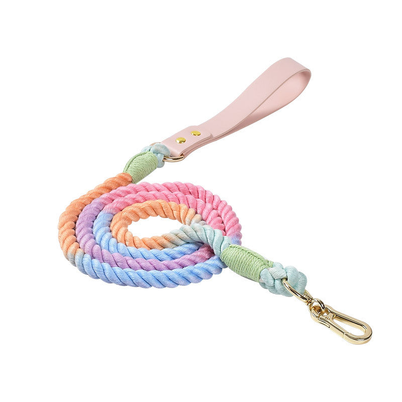 HKM-4303165 Adjustable Rainbow Traction Rope and Collar Set for Medium and Large Dogs