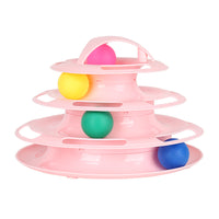 HKM-4304189 Multi-Layer Cat Turntable Toy with Four Tracks - Engaging PP Pet Play Station for Cats