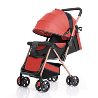 HKM-430419 High View 3-in-1 Folding Stroller with Sit-Lie Feature, Mosquito Nets, Storage Baskets, and Cup Holders