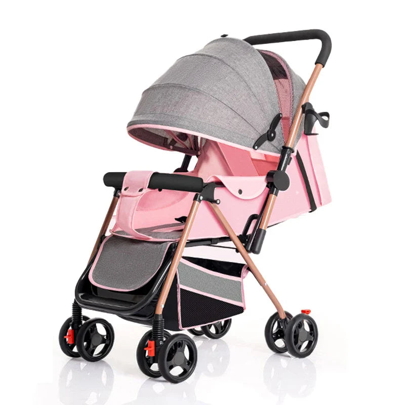 HKM-430419 High View 3-in-1 Folding Stroller with Sit-Lie Feature, Mosquito Nets, Storage Baskets, and Cup Holders
