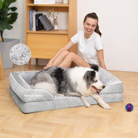 HKM-4304829 Removable and Washable U-Shaped Pet Sofa in Light Gray, Brown, and Dark Gray