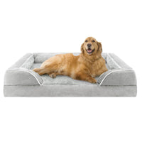 HKM-4304829 Removable and Washable U-Shaped Pet Sofa in Light Gray, Brown, and Dark Gray
