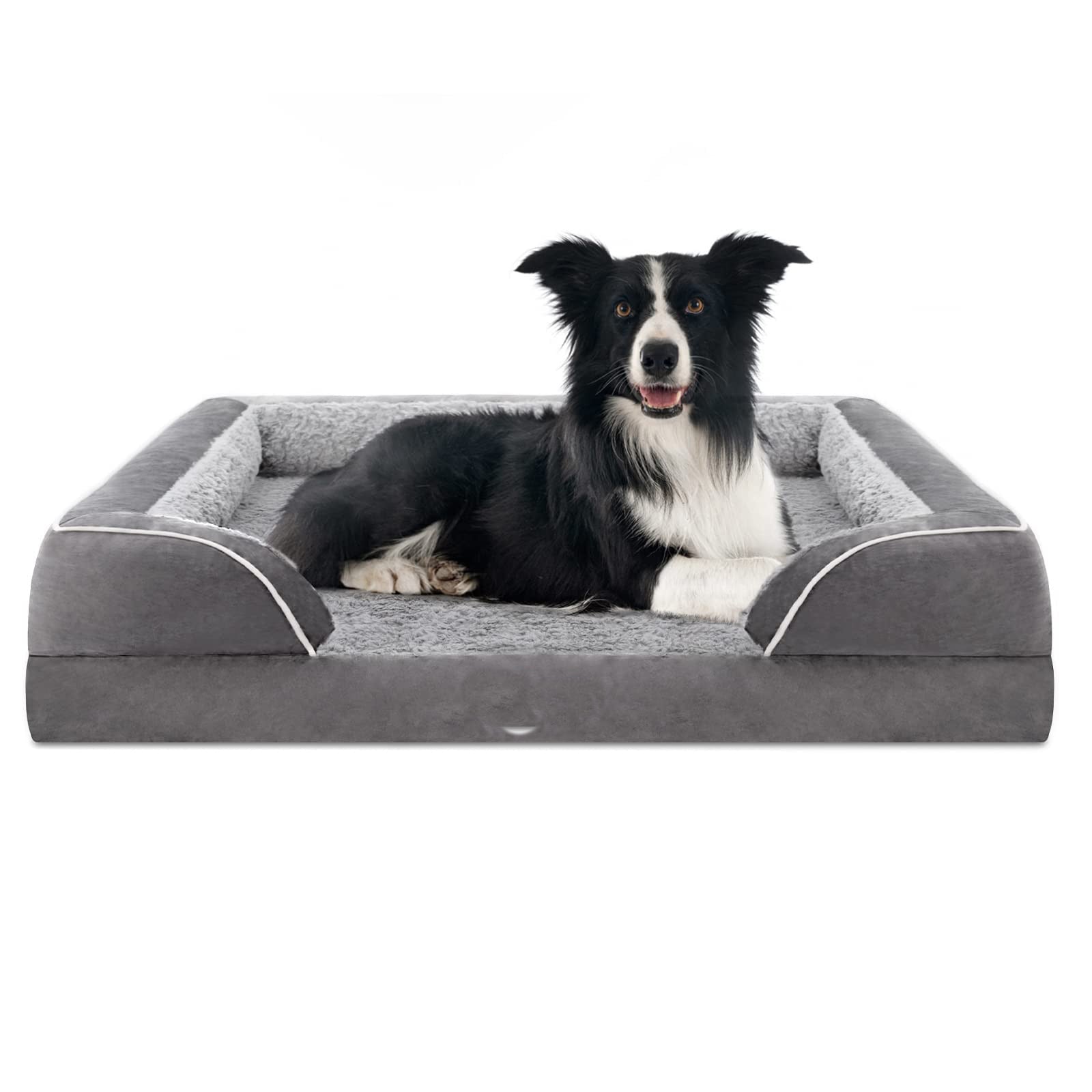 HKM-4304829 Removable and Washable U-Shaped Pet Sofa in Light Gray, Brown, and Dark Gray