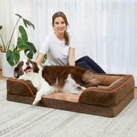 HKM-4304829 Removable and Washable U-Shaped Pet Sofa in Light Gray, Brown, and Dark Gray