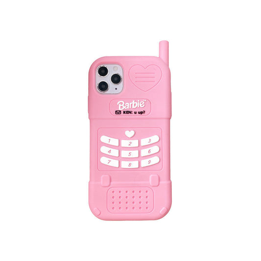 HKM-430483 Cute Heart Telephone Silicone Case for iPhone 11, 11 Pro Max, 12, and More