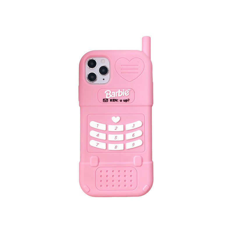 HKM-430483 Cute Heart Telephone Silicone Case for iPhone 11, 11 Pro Max, 12, and More