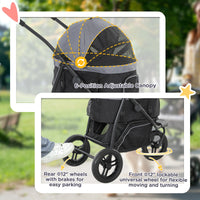 HKM-4305597 3-in-1 Pet Jogging Stroller for Small Dogs and Cats with Carrier and Storage, Gray