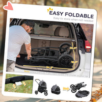 HKM-4305597 3-in-1 Pet Jogging Stroller for Small Dogs and Cats with Carrier and Storage, Gray