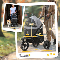 HKM-4305597 3-in-1 Pet Jogging Stroller for Small Dogs and Cats with Carrier and Storage, Gray