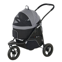 HKM-4305597 3-in-1 Pet Jogging Stroller for Small Dogs and Cats with Carrier and Storage, Gray