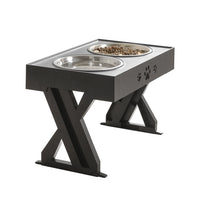 HKM-4309309 Adjustable Stainless Steel Double Bowl Slow Feeder for Pets with Ergonomic Design
