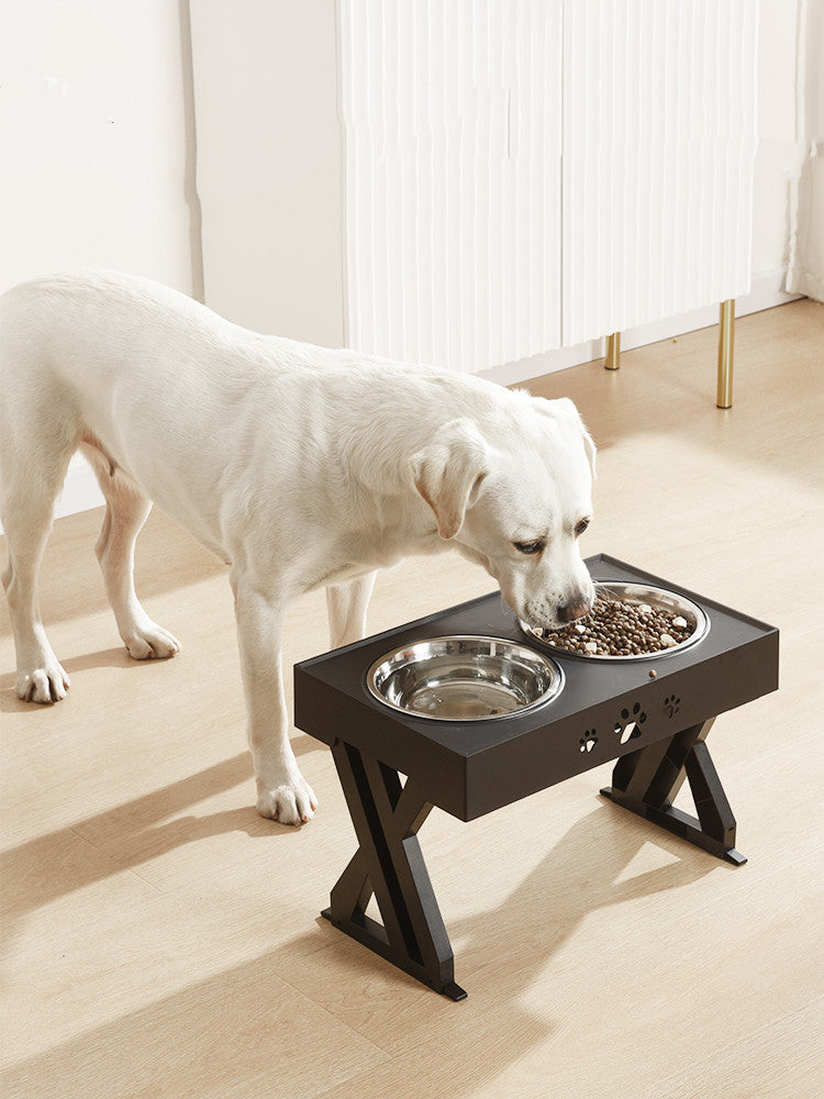 HKM-4309309 Adjustable Stainless Steel Double Bowl Slow Feeder for Pets with Ergonomic Design