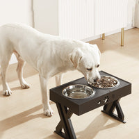HKM-4309309 Adjustable Stainless Steel Double Bowl Slow Feeder for Pets with Ergonomic Design