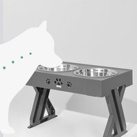 HKM-4309309 Adjustable Stainless Steel Double Bowl Slow Feeder for Pets with Ergonomic Design