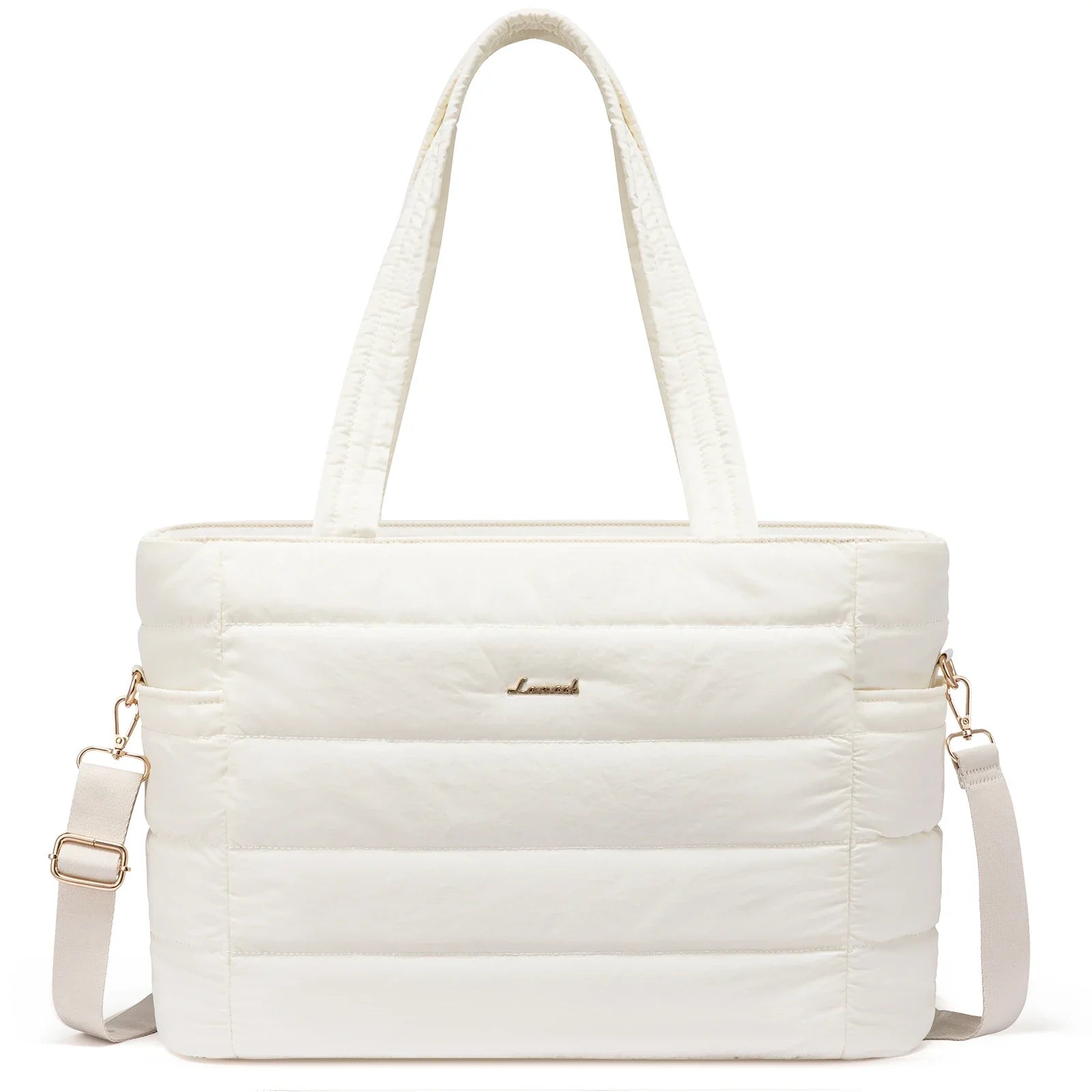 HKM-430931 Quilted Puffer Tote Bag for 15.6 to 17 Inch Laptops - Lightweight Office Shoulder Purse for Women