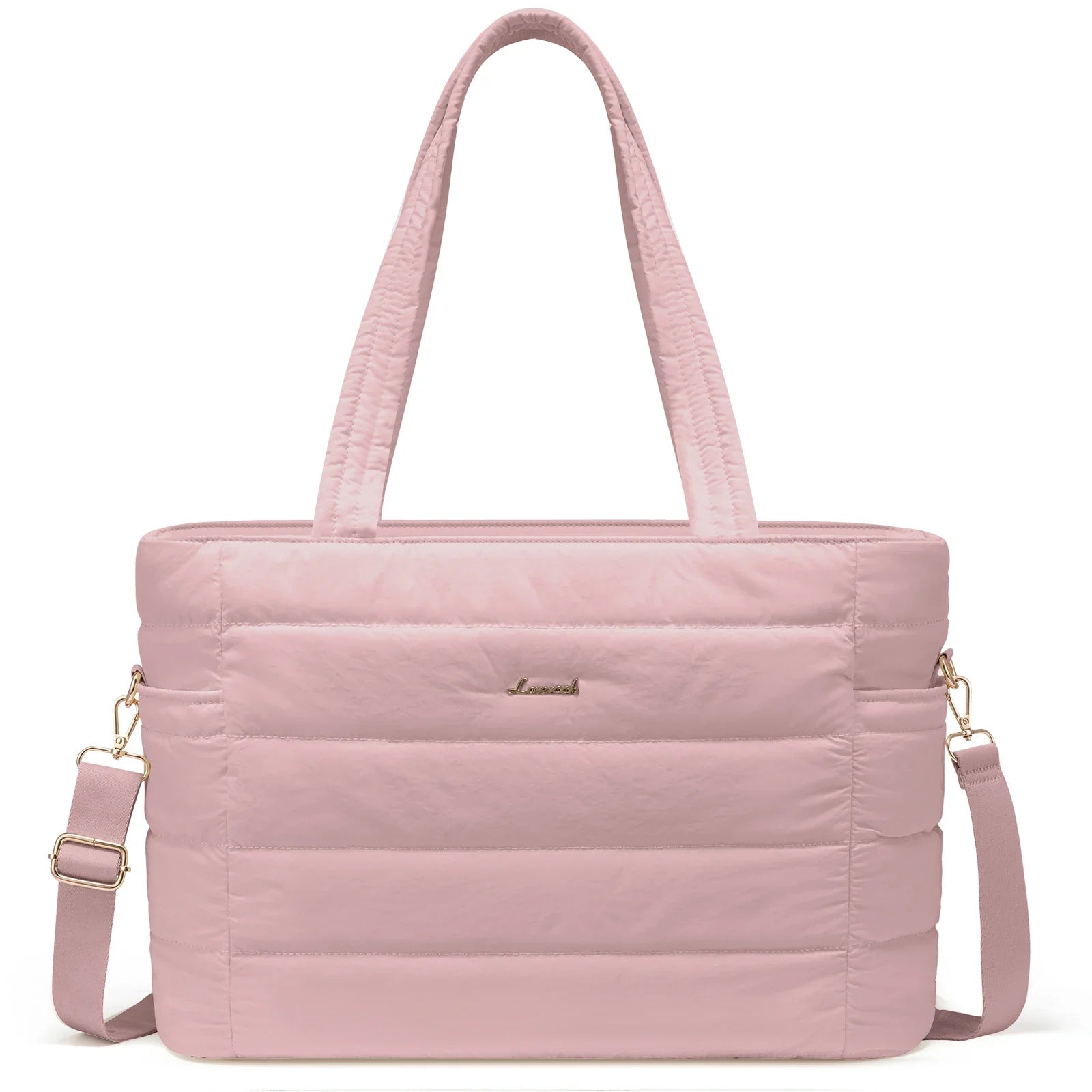 HKM-430931 Quilted Puffer Tote Bag for 15.6 to 17 Inch Laptops - Lightweight Office Shoulder Purse for Women