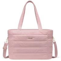 HKM-430931 Quilted Puffer Tote Bag for 15.6 to 17 Inch Laptops - Lightweight Office Shoulder Purse for Women