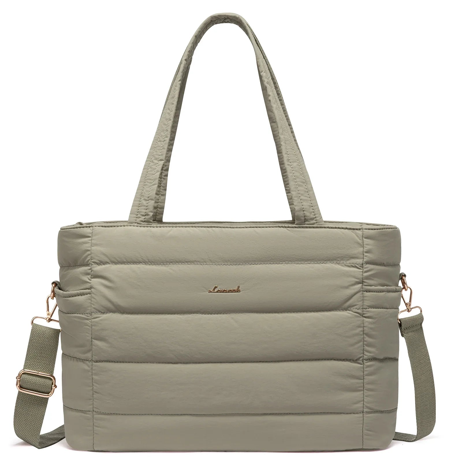 HKM-430931 Quilted Puffer Tote Bag for 15.6 to 17 Inch Laptops - Lightweight Office Shoulder Purse for Women