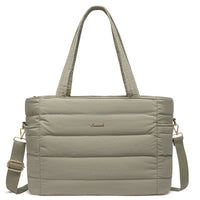 HKM-430931 Quilted Puffer Tote Bag for 15.6 to 17 Inch Laptops - Lightweight Office Shoulder Purse for Women