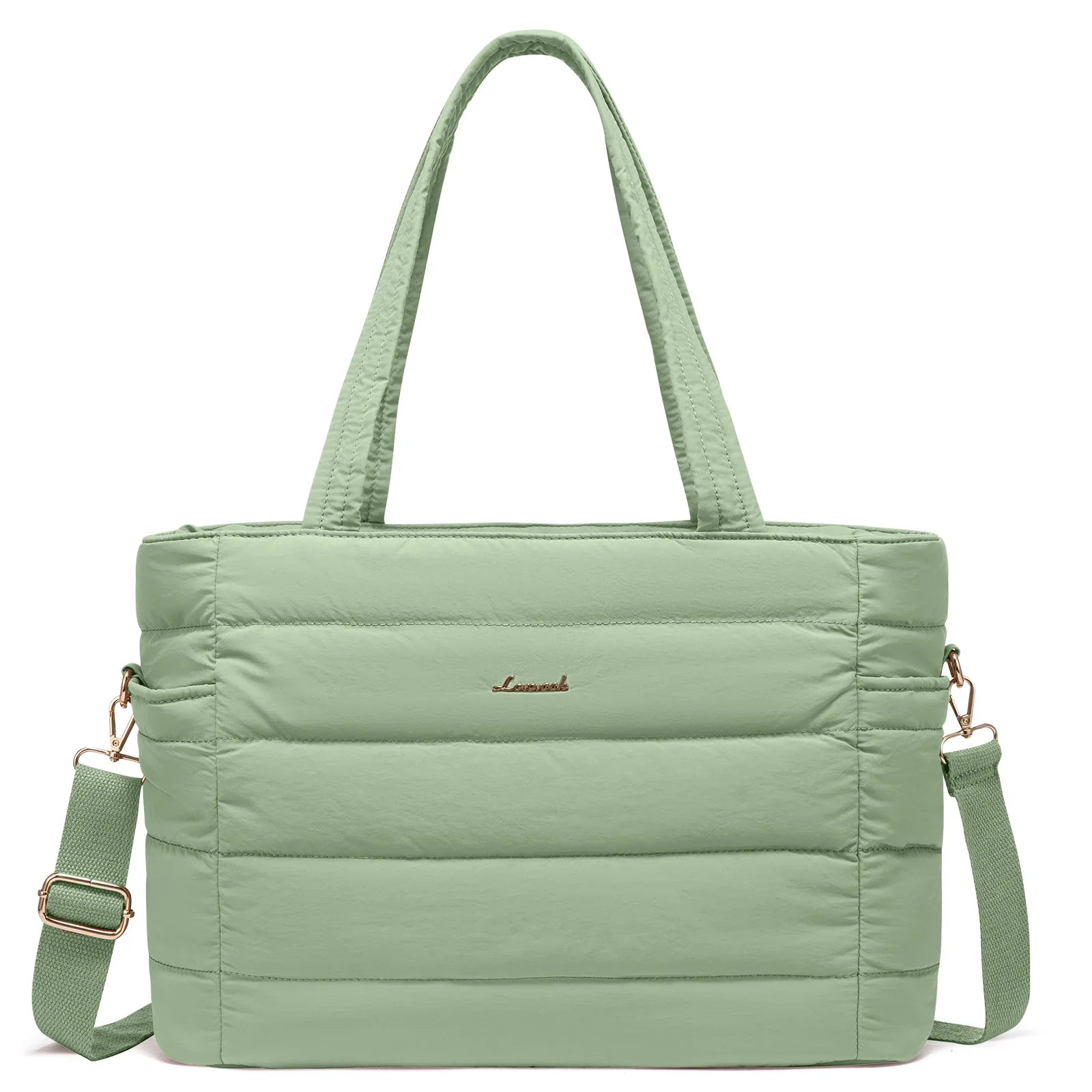 HKM-430931 Quilted Puffer Tote Bag for 15.6 to 17 Inch Laptops - Lightweight Office Shoulder Purse for Women