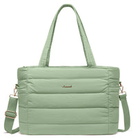 HKM-430931 Quilted Puffer Tote Bag for 15.6 to 17 Inch Laptops - Lightweight Office Shoulder Purse for Women