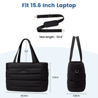 HKM-430931 Quilted Puffer Tote Bag for 15.6 to 17 Inch Laptops - Lightweight Office Shoulder Purse for Women